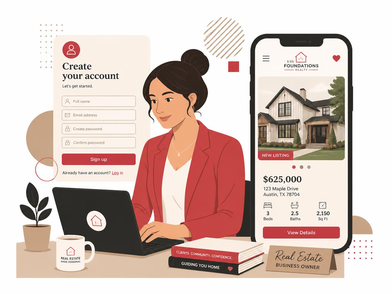 A real estate business owner signing up and onboarding onto a custom app built by Wve Labs